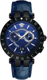 Versace VEBV00419 V-Race Chronograph Quartz Men's Watch – Blue Dial & Blue Leather Strap