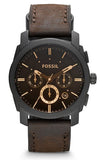 Fossil FS4656 Machine Flight Chronograph Men's Watch – Brown Dial & Brown Leather Strap