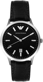 Emporio Armani AR2429 Classic Quartz Men's Watch – Black Dial & Black Leather Strap