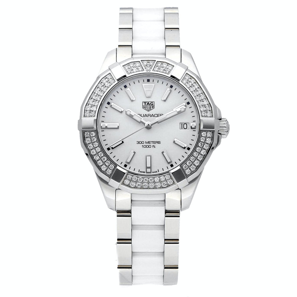 Tag Heuer Aquaracer Diamonds White Dial Two Tone Steel Strap Watch for Women - WAY131F.BA0914