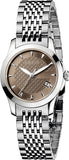 Gucci YA126503 G-Timeless Women's Watch – Brown Dial & Silver Steel Bracelet