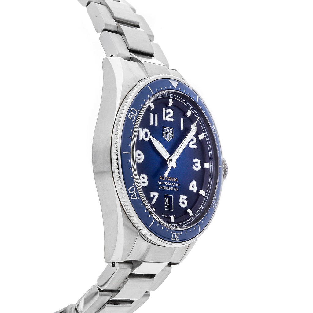 Tag Heuer Autavia Automatic Blue Dial Silver Steel Strap Watch for Men - WBE5116.EB0173