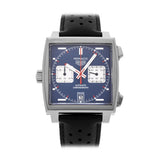 Tag Heuer Monaco Automatic Chronograph Blue Dial Black Leather Strap Watch for Men - CAW211P.FC6356