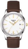 Tissot T033.410.26.011.01 T-Classic Dream Quartz Men's Watch – White Dial & Brown Leather Strap
