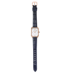 Emporio Armani Gianni T Bar Quartz Mother of Pearl Dial Blue Leather Strap Watch For Women - AR11466