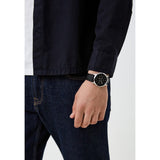 Fossil Neutra Minimalist Moonphase Black Dial Black Leather Strap Watch for Men - FS5904