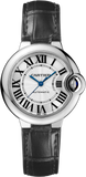Cartier Ballon Bleu de Cartier Women's Watch WSBB0030 with Silver Dial & Black Leather Strap