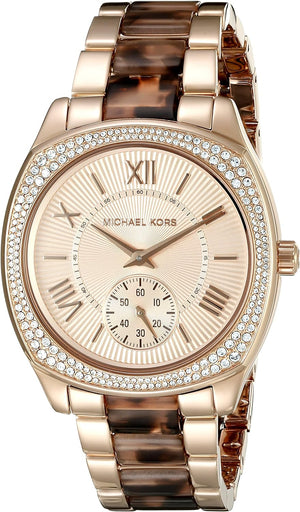 Michael Kors Bryn Rose Gold Dial Two Tone Steel Strap Watch For Women - MK6276