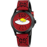 Gucci G Timeless Ghost Red Dial Red Leather Strap Watch For Men - YA1264023