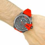 Diesel Mega Chief Chronograph Black Dial Red Silicone Strap Watch For Men - DZ4427