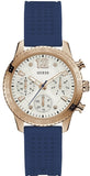 Guess W1025L4 Marina Multifunction Women's Watch – White Dial & Blue Rubber Strap