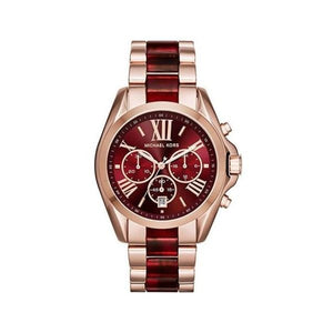 Michael Kors Bradshaw Burgundy Dial Two Tone Steel Strap Watch for Women - MK6270