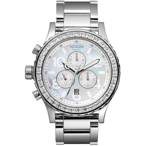 Nixon 42-20 Chrono Silver Dial Silver Steel Strap Watch for Men - A037-710