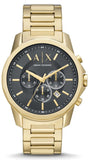 Armani Exchange Banks AX1721 Men's Chronograph Watch – Black Dial with Gold Stainless Steel Strap