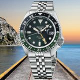 Seiko 5 Sports SSK035K1 SKX GMT Automatic Men's Watch – Green Dial & Silver Steel Bracelet