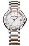 Maurice Lacroix FA1007-PVP23-170-1 Fiaba Date Quartz Women's Watch – White Mother of Pearl Dial with Diamond Markers & Two-Tone Gold Stainless Steel Bracelet
