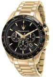 Maserati R8873612041 Traguardo Chronograph Men’s Watch – Black Dial & Gold Stainless Steel Bracelet