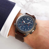 Hugo Boss Nomad Blue Dial Brown Leather Strap Watch for Men - 1513773