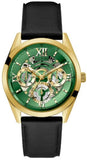 Guess GW0389G7 Multifunction Men's Watch – Green Dial & Black Leather Strap with Chronograph