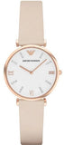 Emporio Armani AR1927 Gianni T Bar Quartz Women's Watch – White Dial & Beige Leather Strap