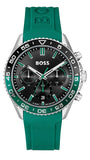 Hugo Boss Runner Chronograph Black Dial Green Silicone Strap Watch for Men - 1514246