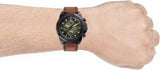 Fossil FS5856 Bronson Chronograph Men’s Watch – Black Dial with Brown Leather Strap