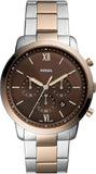 Fossil FS5869 Neutra Chronograph Men's Watch – Brown Dial & Two-Tone Steel Strap