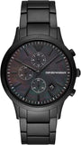 Emporio Armani AR11275 Renato Chronograph Men's Watch – Mother of Pearl Black Dial with Black Steel Strap