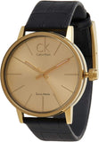 Calvin Klein K7622201 Post Minimal Men's Watch – Rose Gold Dial & Black Leather Strap