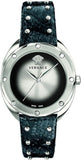 Versace VEBM00118 Shadov Quartz Women's Watch – Silver Dial & Black Snake Leather Strap
