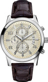 Guess W0076G2 Exec Chronograph Men's Watch – White Dial & Brown Leather Strap