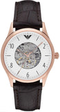 Emporio Armani AR1920 Meccanico Men's Watch – White Dial & Brown Leather Strap