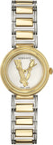 Versace VET300721 Virtus Quartz Women's Watch – White Dial & Two-Tone Steel Strap