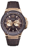 Guess W0040G3 Rigor Analog Men's Watch – Brown Dial & Brown Leather Strap