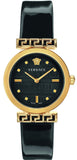 Versace VELW00420 Greca Meander Quartz Women's Watch – Black Dial & Black Leather Strap