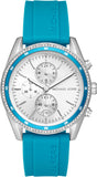 Michael Kors MK7485 Hadyn Analog Quartz Women's Watch – Silver Dial & Blue Rubber Strap