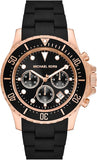 Michael Kors MK9055 Everest Chronograph Quartz Men's Watch – Black Dial & Black Silicone Strap