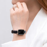 Daniel Wellington DW00100435 Quadro Sheffield Women's Watch – Black Dial & Leather Strap
