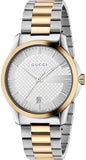 Gucci YA126450 G Timeless Quartz Men's Watch – Silver Dial & Two-Tone Steel Bracelet