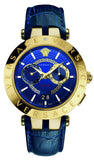 Versace VEBV00219 V-Race Multifunction Quartz Men's Watch – Blue Dial & Blue Leather Strap