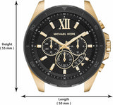Michael Kors Brecken Chronograph Black Dial Gold Steel Strap Watch For Men - MK8848