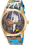 Gucci YA1264167 G-Timeless Disney Donald Duck Women's Watch – Brown Dial & Brown Leather Strap