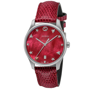 Gucci G-Timeless Cherry Red Mother of Pearl Dial 27mm Watch For Women - YA126584