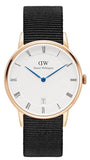 Daniel Wellington DW00100261 Dapper Cornwall Men's Watch – White Face with Black Fabric Strap