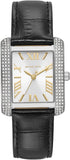 Michael Kors MK4696 Emery Three-Hand Women's Watch – Silver Dial & Black Leather Strap