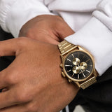 Nixon Sentry Chrono Black Dial Gold Steel Strap Watch for Men - A386-510