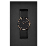 Daniel Wellington DW00100307 Petite Ashfield Women’s Watch – Black Dial with Matte Black Mesh Strap
