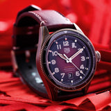 Tag Heuer Autavia Calibre 5 Chinese New Year Maroon Dial Maroon Leather Strap Watch for Men - WBE5193.FC8300