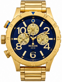 Nixon 48-20 Chrono Blue Dial Gold Steel Strap Watch for Men - A486-1922