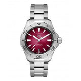 Tag Heuer Aquaracer Professional 200 Automatic Red Dial Silver Steel Strap Watch for Men - WBP2114.BA0627